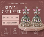 Oxidised Silver Pink Butterfly Stud Aurora Jhumka