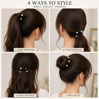 Pearl Hair Ties Set of 12 – Black Elastic Ponytail Holders & Hair Bands for Women & Girls