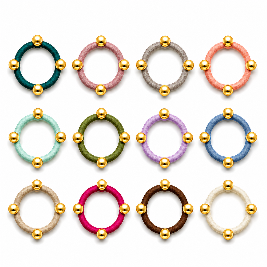 Golden Pearl Hair Ties Set of 12 – Multicolor Elastic Ponytail Holders & Hair Bands for Women & Girls