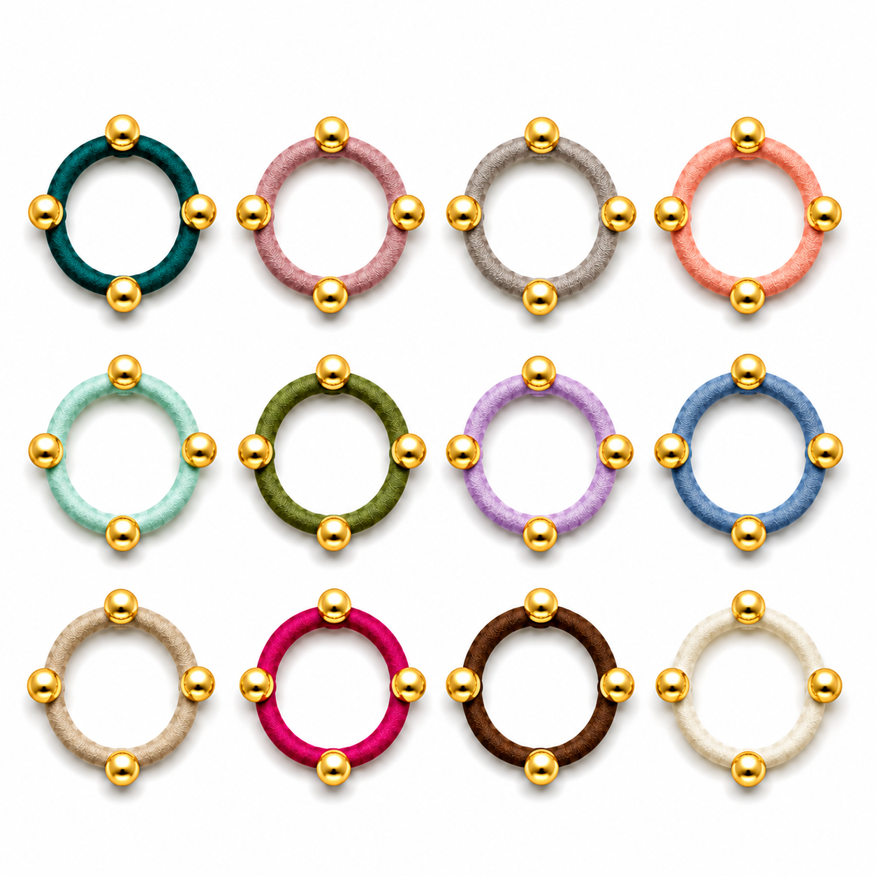 Golden Pearl Hair Ties Set of 12 – Multicolor Elastic Ponytail Holders & Hair Bands for Women & Girls