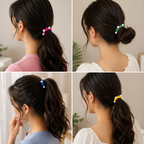 Pearl Hair Ties Set of 12 – Multicolor Elastic Ponytail Holders & Hair Bands for Women & Girls