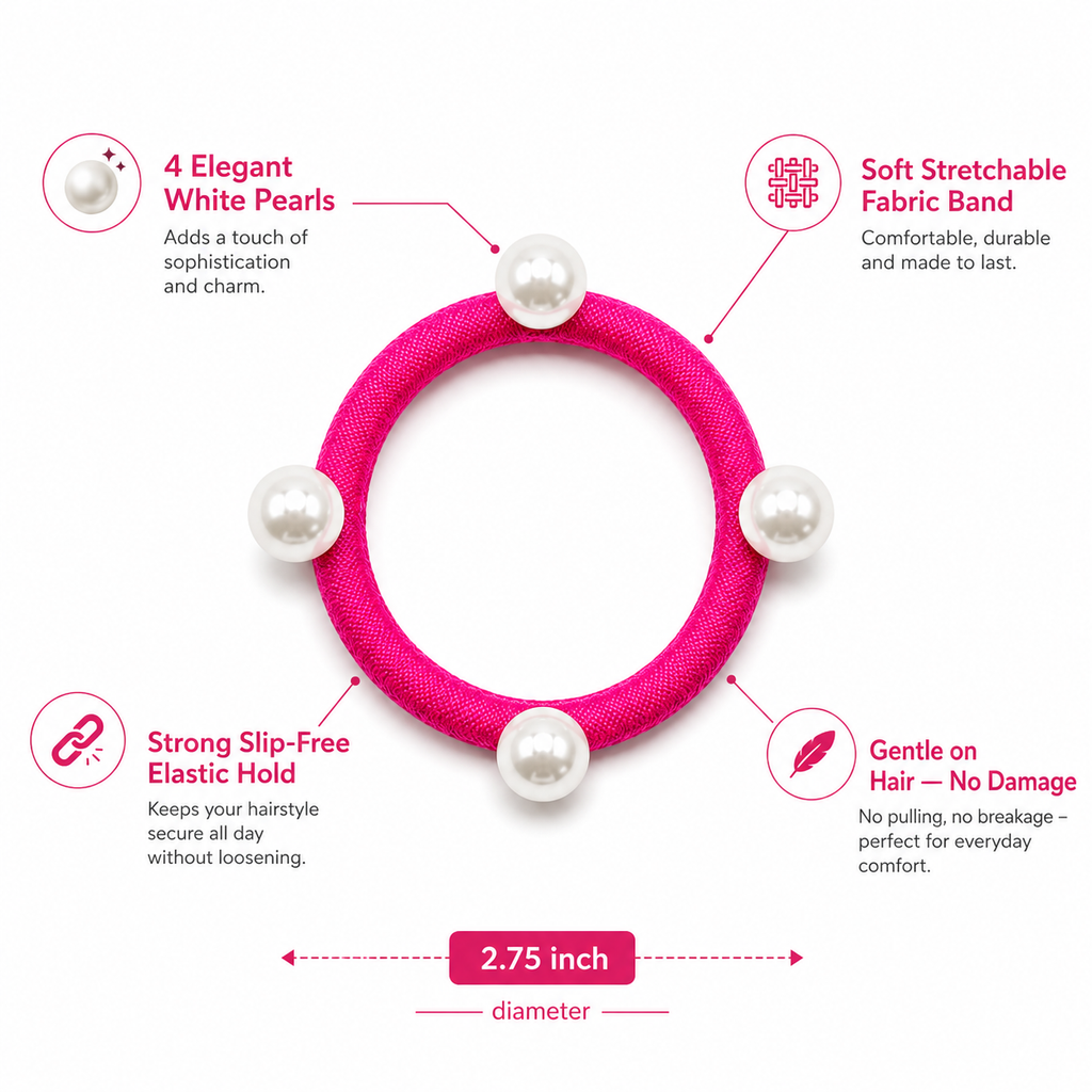 Pearl Hair Ties Set of 12 – Multicolor Elastic Ponytail Holders & Hair Bands for Women & Girls