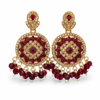 Maroon Round American Diamond Chandbali Earrings
