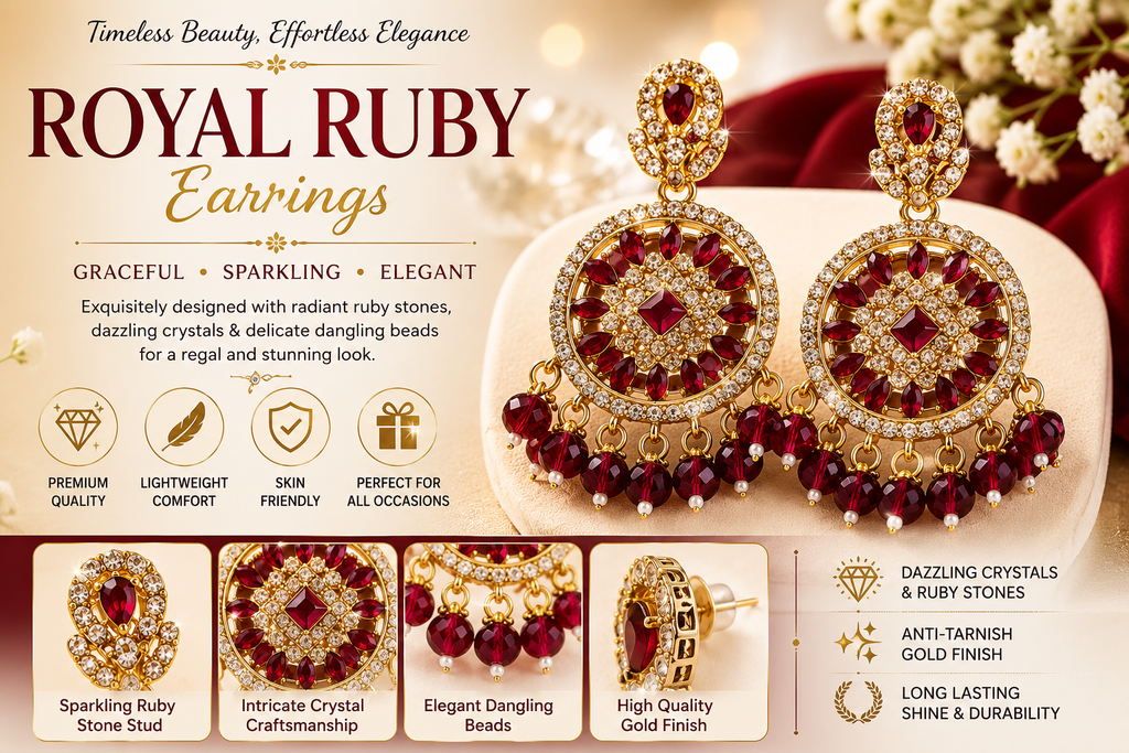 Maroon Round American Diamond Chandbali Earrings