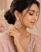 Blush Pink American Diamond Chandbali Earrings