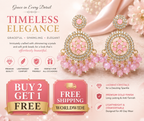 Blush Pink American Diamond Chandbali Earrings
