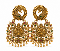 Antique Gold Lakshmi Temple Chandbali Earrings