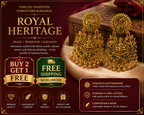 Antique Gold Lakshmi Temple Chandbali Earrings