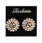 Rose Gold Crystal Floral Statement Stud Earrings