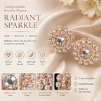 Rose Gold Crystal Floral Statement Stud Earrings