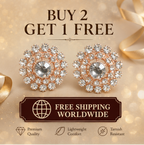Rose Gold Crystal Floral Statement Stud Earrings