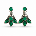 Crystal Floral Silver Statement Stud Earrings