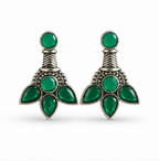 Crystal Floral Silver Statement Stud Earrings