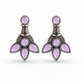 Oxidised Silver Lavender Stone Statement Stud Earrings