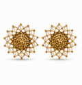 Antique Gold Pearl Floral Stud Earrings
