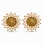 Antique Gold Pearl Floral Stud Earrings