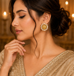 Antique Gold Pearl Floral Stud Earrings