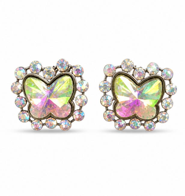Aurora Crystal Butterfly Statement Stud Earrings