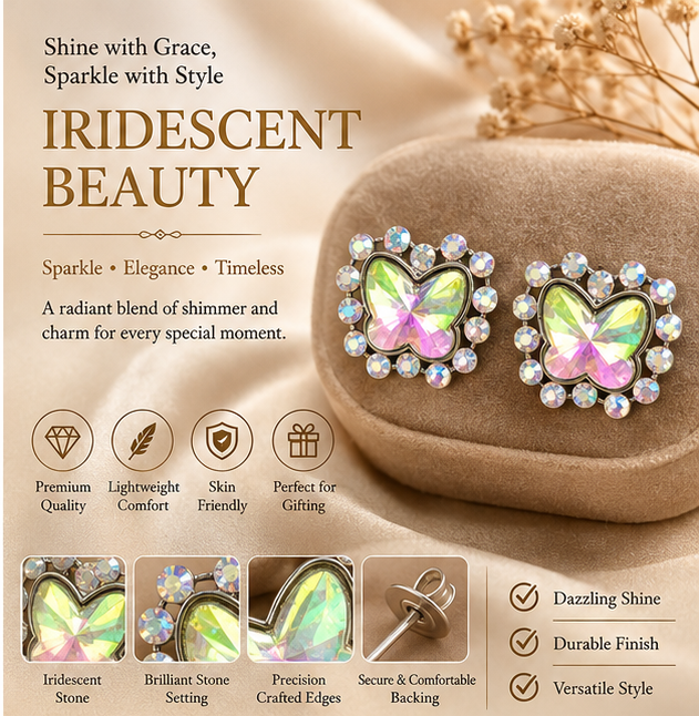 Aurora Crystal Butterfly Statement Stud Earrings