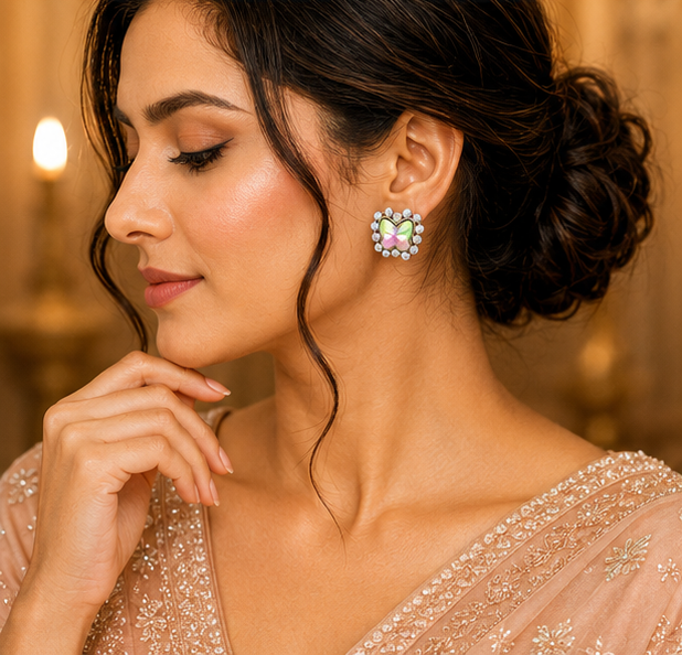 Aurora Crystal Butterfly Statement Stud Earrings