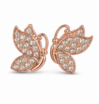Rose Gold Crystal Butterfly Stud Earrings