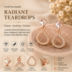 Rose Gold Crystal Teardrop Drop Earrings