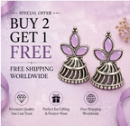 Oxidised Silver Lavender Stone Jhumka Earrings