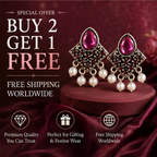 Antique Gold Ruby Pink Stone Statement Stud Earrings