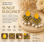 Temple Lakshmi Antique Gold Chandbali Earrings with Red Beads
