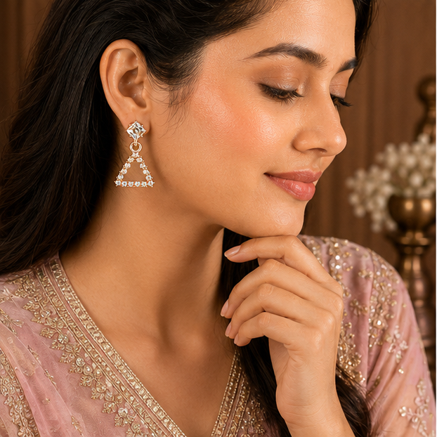 Antique Gold Butterfly Jhumka Earrings with Champagne Pearls