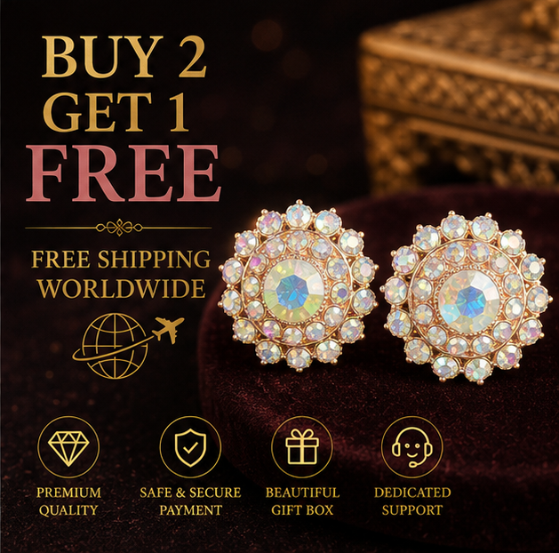 Rose Gold Aurora Crystal Stud Earrings for Women