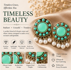 Mint Green Stone & Pearl Drop Earrings