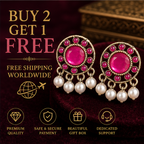 Rose Gold Pink Stone Pearl Stud Earrings
