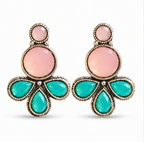 Oxidised Silver Turquoise Stone Statement Earrings