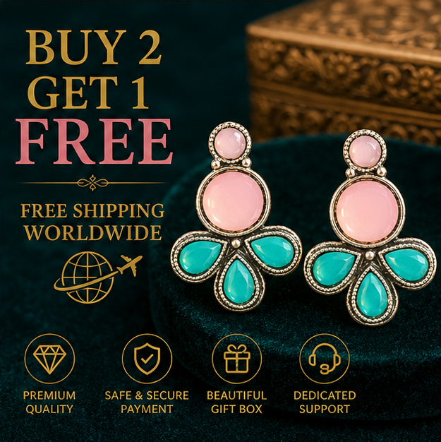 Oxidised Silver Turquoise Stone Statement Earrings