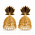 Antique Gold Lotus Jhumka Earrings – Traditional Temple Style Earrings