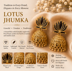 Antique Gold Lotus Jhumka Earrings – Traditional Temple Style Earrings