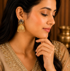Antique Gold Lotus Jhumka Earrings – Traditional Temple Style Earrings