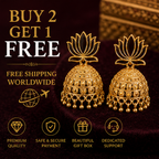 Antique Gold Lotus Jhumka Earrings – Traditional Temple Style Earrings