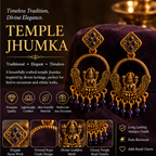 Antique Gold Lakshmi Temple Chandbali Earrings with Purple Bead Drops