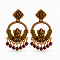 Purple Lotus Antique Gold Traditional Jhumka Earrings