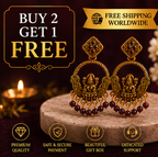 Purple Lotus Antique Gold Traditional Jhumka Earrings