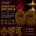 Temple Lakshmi Antique Gold Hoop Earrings with Black Beads