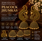 Antique Gold Peacock Jhumka Earrings – Traditional Statement Earrings