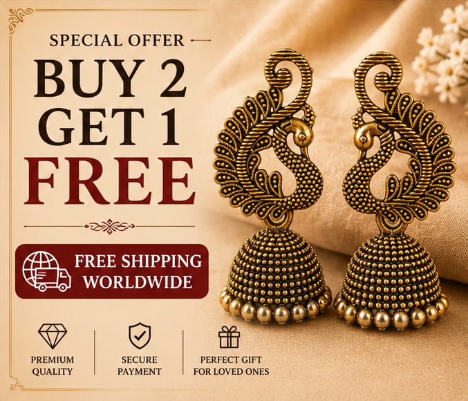 Antique Gold Peacock Jhumka Earrings – Traditional Statement Earrings