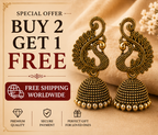 Antique Gold Peacock Jhumka Earrings – Traditional Statement Earrings