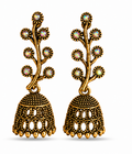 Antique Gold Crystal Vine Jhumka Earrings for Women