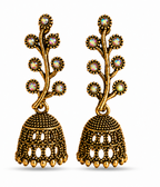 Antique Gold Crystal Vine Jhumka Earrings for Women