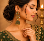 Antique Gold Crystal Vine Jhumka Earrings for Women