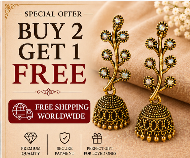 Antique Gold Crystal Vine Jhumka Earrings for Women
